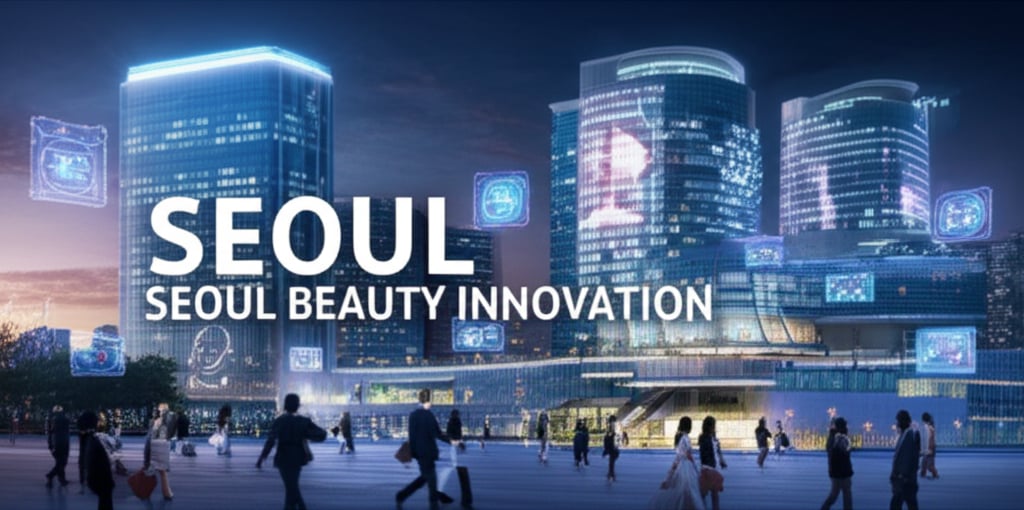 An illustrative image about: A futuristic and elegant depiction of Seoul's skyline at night, with several modern, subtly glowing 