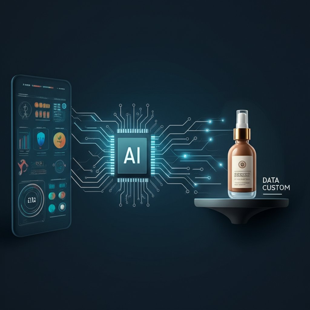 AI analyzing data to create a custom beauty product