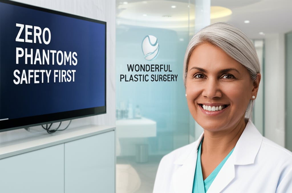 An illustrative image about: A bright, welcoming, and modern plastic surgery clinic environment. A diverse, confident patient, ra