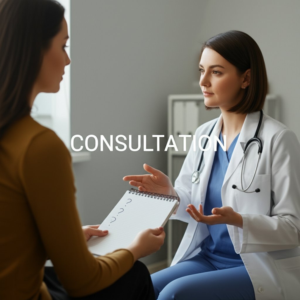 A patient and surgeon in consultation