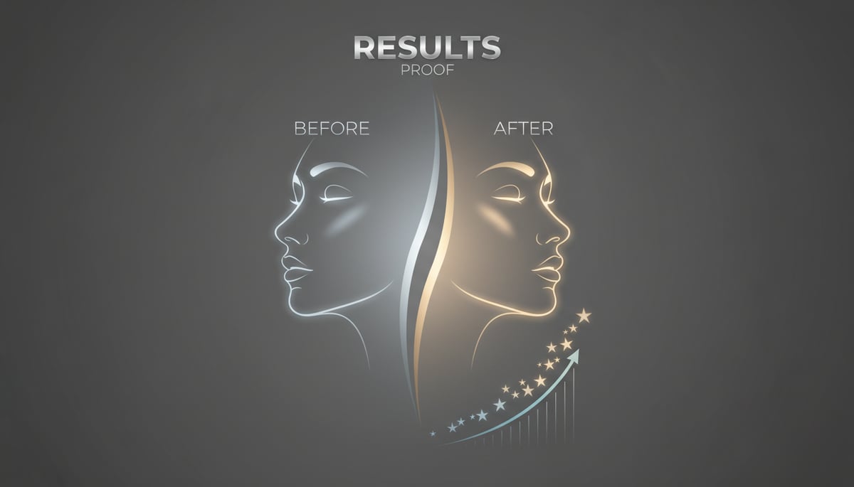 A sophisticated graphic demonstrating before and after results, highlighting superior outcomes.