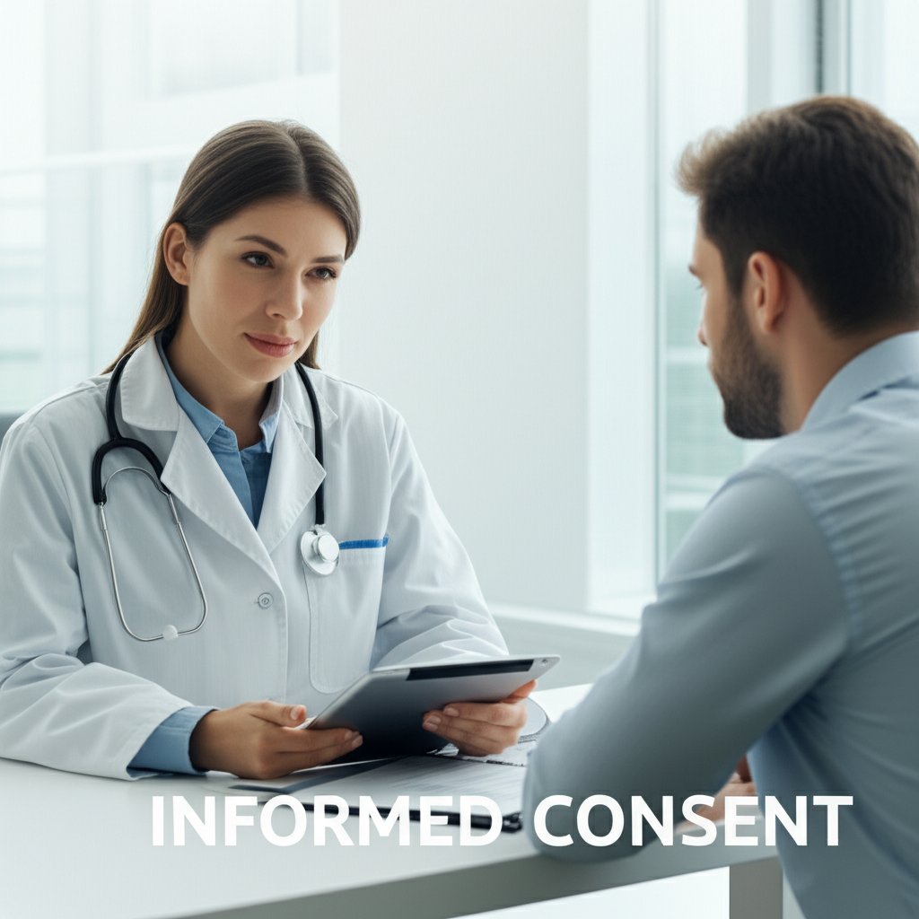 A doctor and patient discussing informed consent