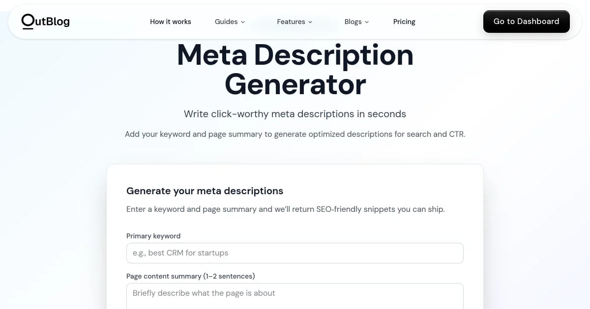 Meta Description Generator